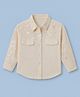 Korkak Woven Full Sleeves Collared Embroidered Boxy Fit Shirt with Sequins - Beige