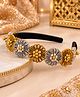 CHOKO Floral Applique Detailed Hair Band - Gold Silver & Black