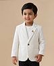Rikidoos Cotton Woven Full Sleeve Solid Blazer With Batch -White