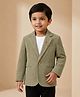 Rikidoos Cotton Woven Full Sleeve Solid Blazer With Batch -Olive Green