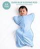 Tulo Baby Sleeping Pod Swaddle for Babies 0 to 1 Month, 0.6 TOG Lightweight Cotton Swaddle, Upwards Arm Design, 2-Way Zipper, Hip Friendly, Dusk Blue