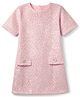 Vitamins Cotton Mix Woven Half Sleeves Tweed Sequinned Party Dress - Light Pink