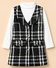 Vitamins Woven Frock and Tee with Full Sleeves and Checked Print in Black for 2-3 Years