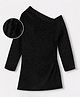 Vitamins Woven One Shoulder Glitter Velvet Dress - Black