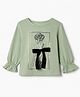 Vitamins 100% Cotton Knit Style Girl Bow Embellished Top - Olive Green