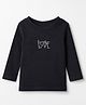 Vitamins Cotton Knit T-Shirt with Full Sleeves and Love Foil/Glitter Print - Black