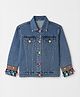 Vitamins 100% Cotton Denim Jacket with Full Sleeves and Embroidered Lace and Embellished Details - Blue