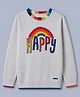 Vitamins Knit Full Sleeves Pullover with Happy Rainbow Design - Light Grey