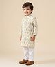 Ridokidz Cotton Woven Kurta and Pajama with Full Sleeves and Botanical Print in White for 4-5 Years