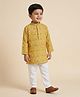 Ridokidz Cotton Woven Full Sleeves Kurta and Pajama with Geometric Floral Print in Yellow for 4-5 Years