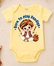 KNITROOT Cotton Knit Navratri Theme Half Sleeves Born To Play Dandiya Text Printed Onesie - Yellow