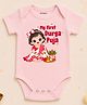 KNITROOT Cotton Knit Durga Puja Theme Half Sleeves My First Durga Puja Text Printed Onesie - Pink