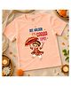 KNITROOT Cotton Knit Navratri Theme Half Sleeves Aee Haloo Garba Time Text Printed Tee - Peach