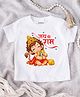 KNITROOT Cotton Knit Dussehra Theme Half Sleeves Jai Shree Ram Text Printed Tee - White