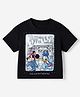 Bonfino Disney 100% Cotton Interlock Half Sleeves T-Shirt with Drop Shoulder Sleeves and Minnie Mouse Print - Black