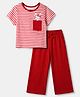 Pine Kids 100% Cotton Knit T-Shirt & Pyjama Night Suit With Bunny Print -White