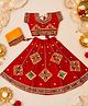 Banjara India Navratri Theme Half Sleeves Kutchi Embroidered Lehenga & Choli With Dupatta Set - Red