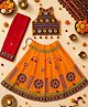 Banjara India Navratri Theme Sleeveless Kutchi Embroidered Lehenga & Choli With Dupatta Set - Yellow