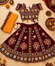 Banjara India Navratri Theme Half Sleeves Kutchi Embroidered Lehenga & Choli With Dupatta Set - Maroon