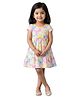 Kevora Apparels Cotton Blend Woven Half Sleeves Floral Printed & Bow Applique Detailed Dress - Multi Colour