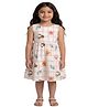 Kevora Apparels Cotton Blend Woven Sleeveless Checked & Beach Theme Printed Dress - White & Pink
