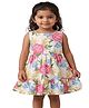 Kevora Apparels Cotton Blend Woven Sleeveless Floral Printed Dress - White & Pink