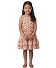 Kevora Apparels Cotton Blend Woven Sleeveless Floral Printed Tiered Dress - Peach