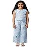 Kevora Apparels Cotton Blend Woven Sleeveless Fairies Printed Coordinating Top & Pants Set - Blue