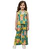 Kevora Apparels Cotton Blend Woven Cat Printed Coordinating Top & Trouser Set - Yellow
