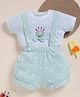 Wonderchild Interlock Knit Half Sleeve T Shirt With Gallice Shorts with Giraffe Print & Applique with Stripes - White