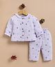 Wonderchild Interlock Woven Full Sleeve Top Pyjama Night Suit Co Ords With Strawberry Print in Mauve