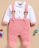 Wonderchild Interlock Woven Full Sleeve Sleep Suit With Bear Applique in White