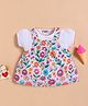 Wonderchild Interlock Woven Frock with Inner Tee and Half Sleeves and Floral Print in White