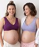 Bella Mama Cotton Elastane Knit Sleep Bra 42B Pack of 2 - Purple Blue