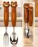 VGRASSP Bear Face Baby Fork And Spoon Set For Babies And Kids - Toddler Feeding Stainless Steel Utensils With Cartoon Handles And Storage Box - Color And Design May Vary