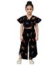 Kevora Apparels Cotton Blend Woven Half Sleeves Leopard Printed Coordinating Top & Pant Set - Black