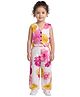 Kevora Apparels Cotton Blend Woven Sleeveless Floral Printed Coordinating Top & Pants Set - White