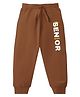 KAVEE Cotton Knit Senior Text Printed Joggers - Brown