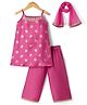 Babyhug Woven Kurti, Palazzo and Dupatta with Sleeveless, Floral Embroidery and Foil Print in Pink for 2-3 Years