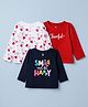 Babyhug 100% Single Jersey Knit with Full Sleeves T-Shirts and Flowers Print Pack of 3 Red, White Navy Blue