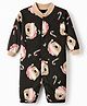 Junior Star Full Sleeves Teddy Bear Printed Romper - Black
