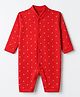 Junior Star Full Sleeves Polka Dots Printed Romper - Red