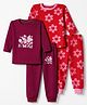 Junior Star Pack Of 2 Full Sleeves Butterfly & Floral Printed Tee & Pants Set - Pink & Wine