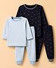 Junior Star Pack Of 2 Full Sleeves Teddy Bear & Sledding Theme Printed Coordinating Tee & Pants Set - Navy Blue & Light Blue