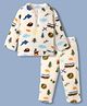 Babyhug Fleece Knit Full Sleeves Sweater and Pant Winter Wear Suit with Full Length and Nature Motifs Print in Offwhite