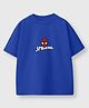 Nap Chief Cotton Knit Marvel Featuring Half Drop Shoulder Sleeves Spiderman Printed Oversized Tee - Blue