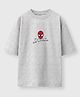 Nap Chief Cotton Knit Marvel Featuring Half Drop Shoulder Sleeves Spiderman Printed Oversized Tee - Grey Melange