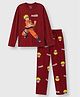 Nap Chief Cotton Blend Knit Naruto Featuring Full Sleeves Character Printed Tee & Pyjama Night Suit - Red
