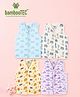 Kidbea Bamboo Woven Pack Of 4 Sleeveless Chess Piece Submarine & Gaming Theme Printed Jhablas - Blue Lavender White & Cream