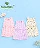 Kidbea Bamboo Woven Pack Of 3 Sleeveless Stars & Puppies Printed Dresses - Pink White & Lavender